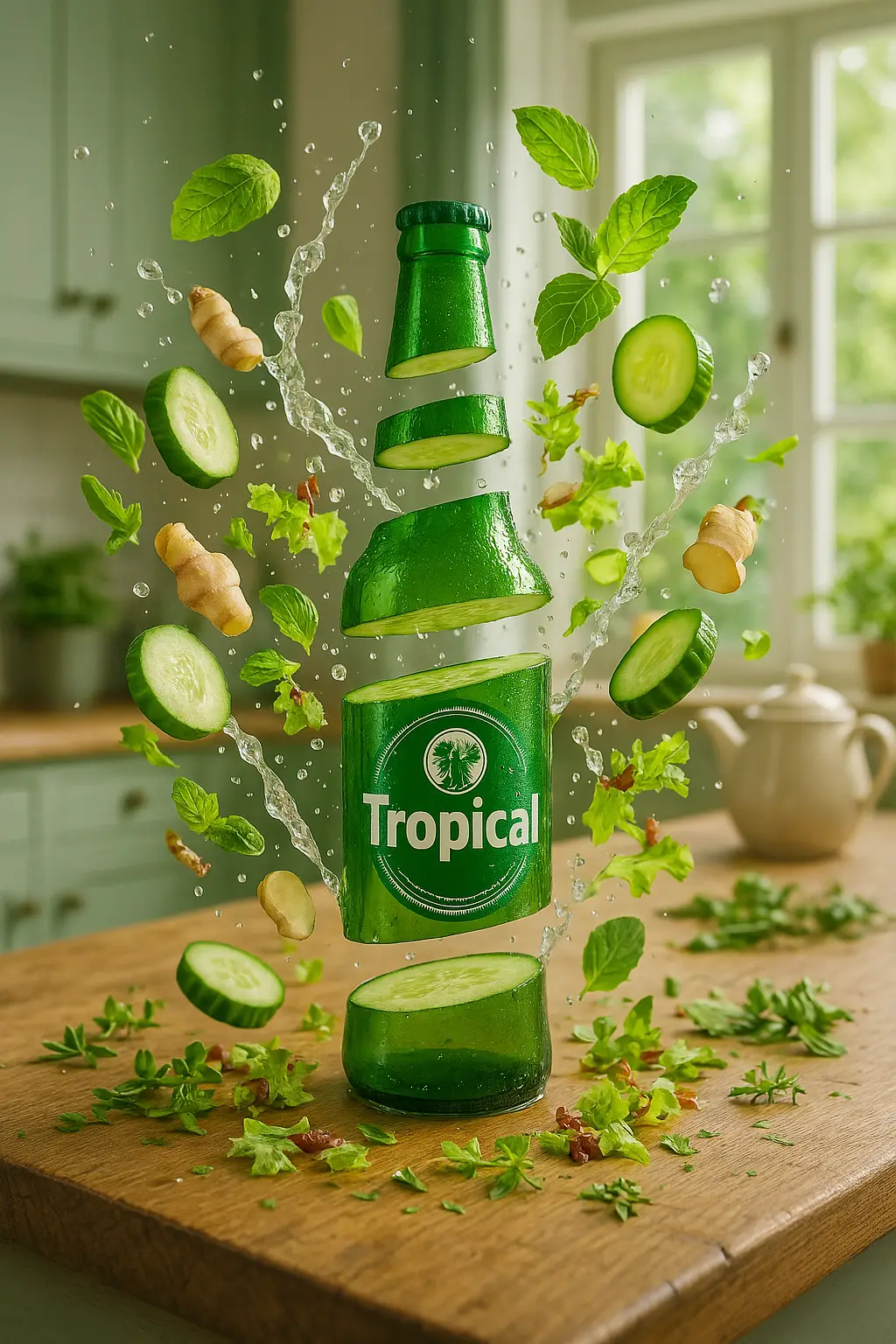 Objetos de cocina en rodaja